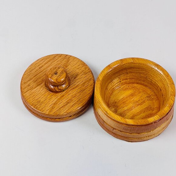 Handmade Hand Turned Wooden 3.5" Bowl,Trinket Box With Lid Fetl Bottom - Picture 3 of 9